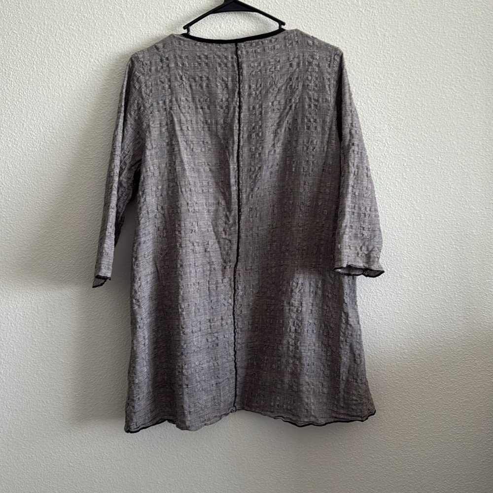 Focus Casual Life Linen Blend Lagenlook Textured V-neck Top Size Small - Picture 2 of 6